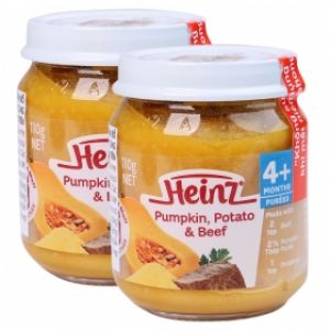 Combo 2 Bí đỏ khoai tây và bò nghiền cho trẻ từ 4 tháng tuổi – Heinz Pumpkin, Potato