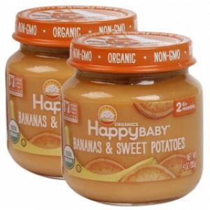 Combo 2 Dinh dưỡng đóng lọ trái cây nghiền Happy Baby vị chuối, khoai lang