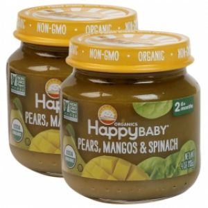Combo 2 Dinh dưỡng đóng lọ trái cây nghiền Happy Baby vị lê, xoài, rau bina