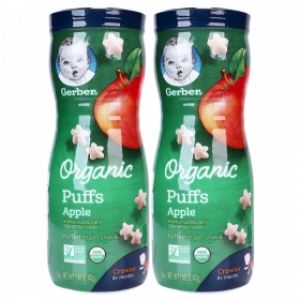 Combo 2 Thực phẩm bổ sung Bánh ăn dặm Gerber Organic Puffs Vị Táo 42g