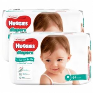 Combo 2 gói Tã dán siêu cao cấp Huggies Platinum M 64 miếng