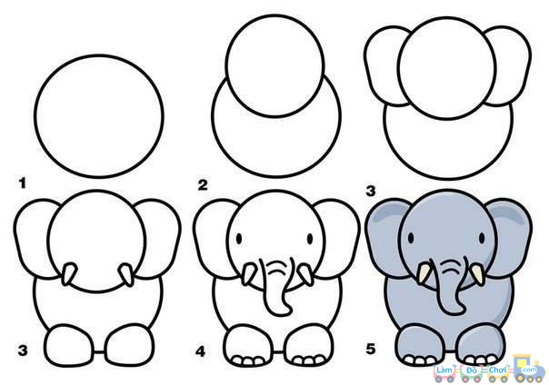 Cách vẽ con voi đơn giản  Hướng dẫn vẽ con voi dễ thương  YouTube