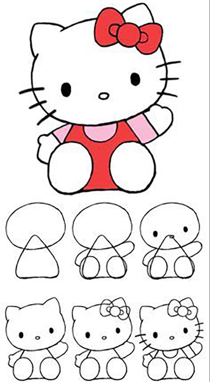Hướng dẫn bé vẽ nhân vật hoạt hình mèo Hello Kitty