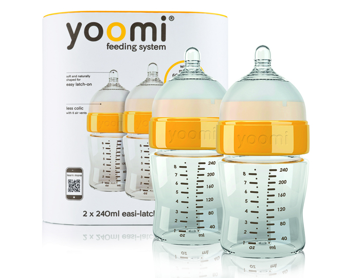 Bình sữa cao cấp PP Yoomi 240 ml – Cổ vàng