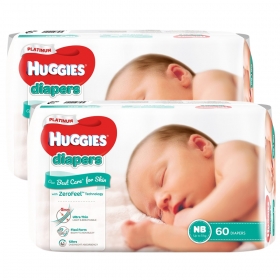 Combo 2 Tã dán siêu cao cấp Huggies Platinum NB 60 miếng